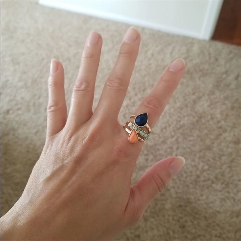 Fashion teardrop stacked rings 5 for $25